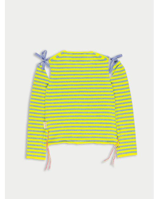 La Fetiche Yellow Lightweight Striped Crew Neck Sweater