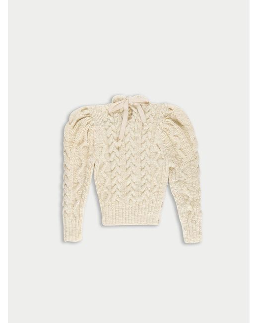 La Fetiche White Winona Hand Knitted Cable Sweater