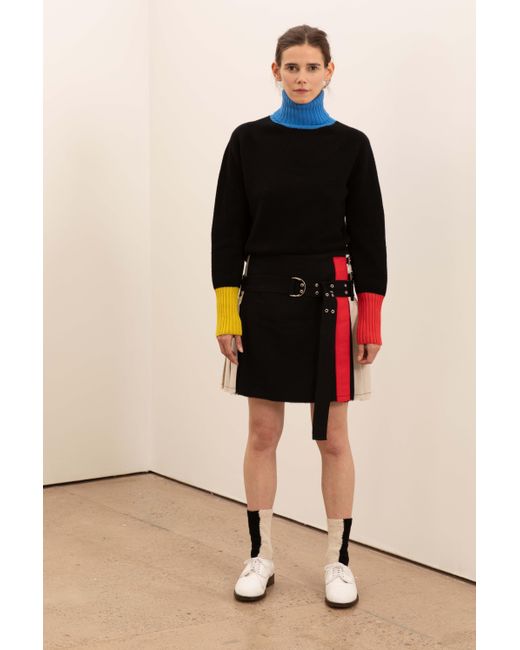 La Fetiche Blue Rudi Traditional Seam Free Polo-Neck Sweater With Contrast Ribs
