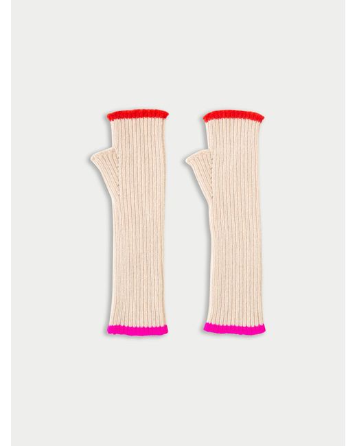 Women's Pink Claude Ribbed Fingerless Mittens