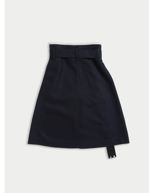 La Fetiche Blue Bonnie Raw-Cut Felt A-Line Skirt With D Ring Military Belt