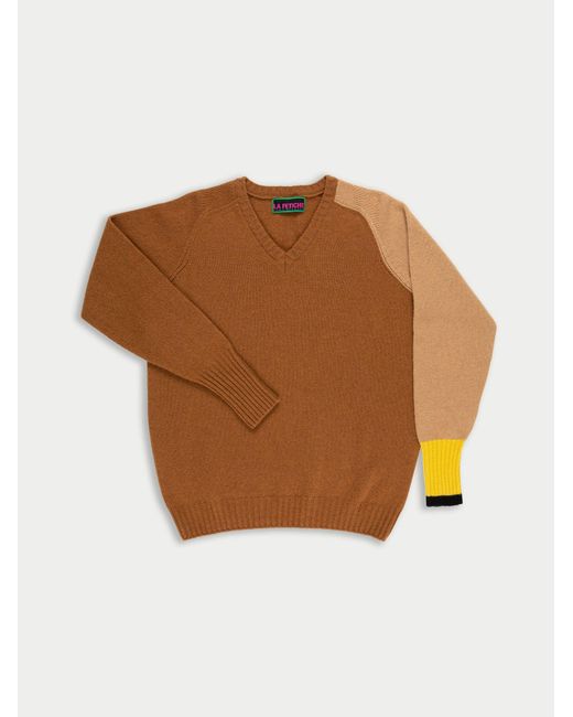 Women's Brown Oskar Oversized V-Neck Lambswool Jumper