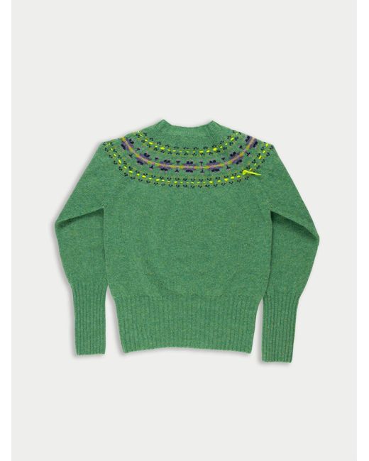 La Fetiche Green Barbara Traditional Crafted Fairisle Sweater