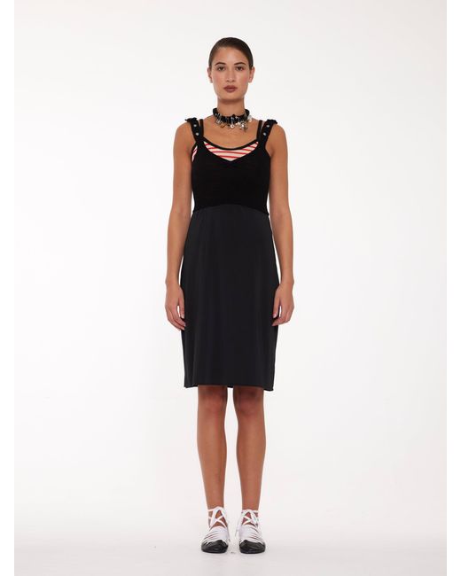 La Fetiche Blue Eleni Slip Dress With Knitted Bralette