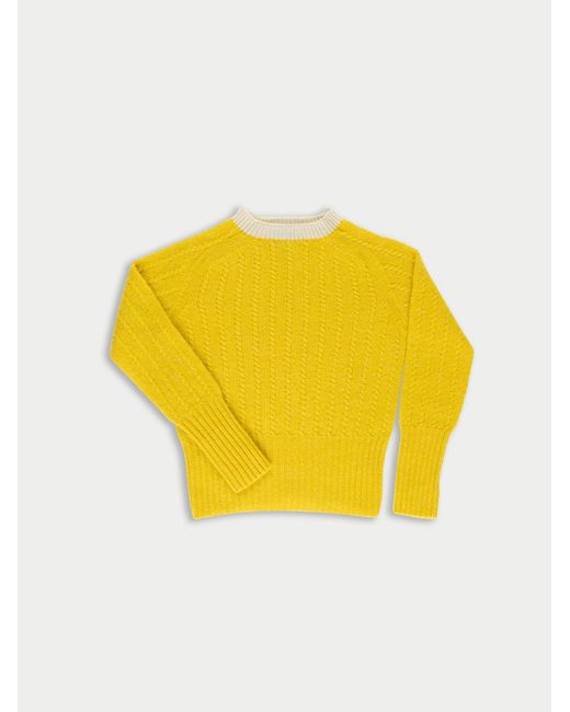 La Fetiche Yellow Pierre Cable Knit Shetland Sweater