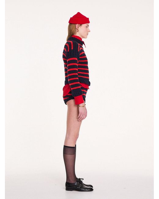 La Fetiche Red Sasha Handknitted Sailor Sweater
