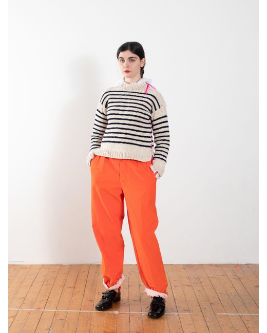 La Fetiche Orange Daho Corduroy Pleated Trousers