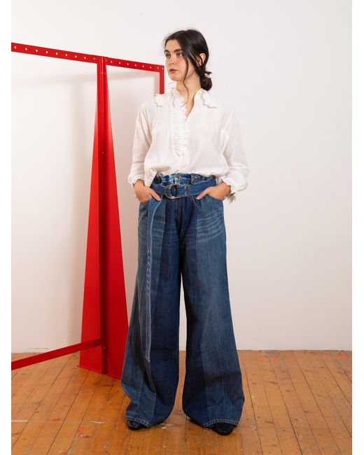 La Fetiche Blue Marsha Oversized 'Cut And Sew' Denim Jeans