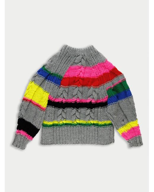 La Fetiche Multicolor Hand Knitted Striped Sweater