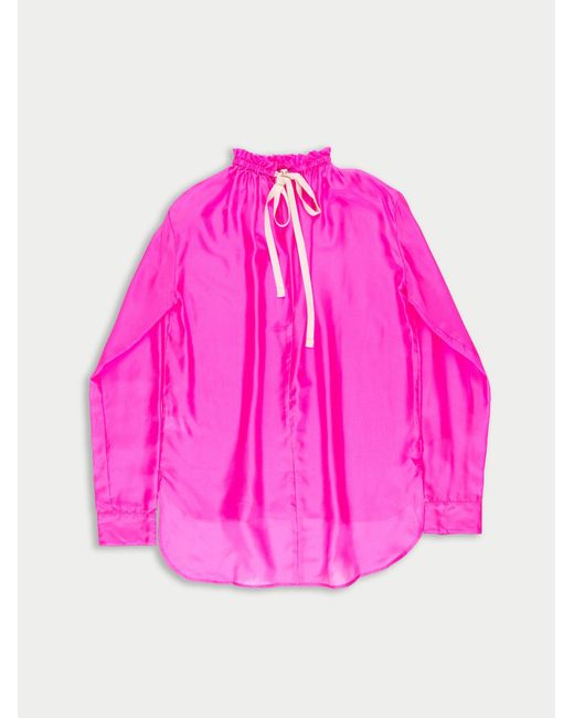 La Fetiche Pink Vivienne Lightweight Silk Blouse
