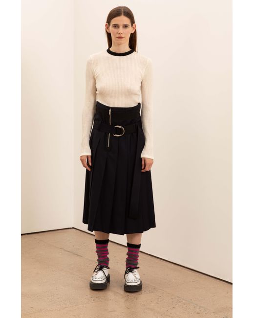 La Fetiche Blue Scarlet Traditional Hand-Pleated Kilt Made With Italian Wool Styled With D Ring Military Belt