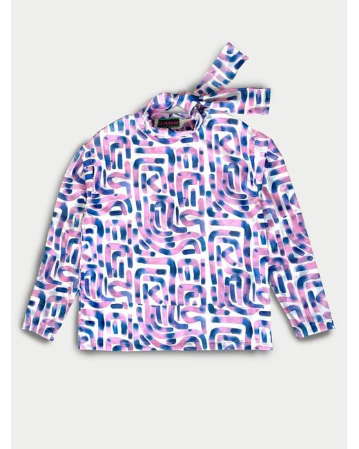 La Fetiche Blue Irene Oversized Lightweight Printed Cotton Voile