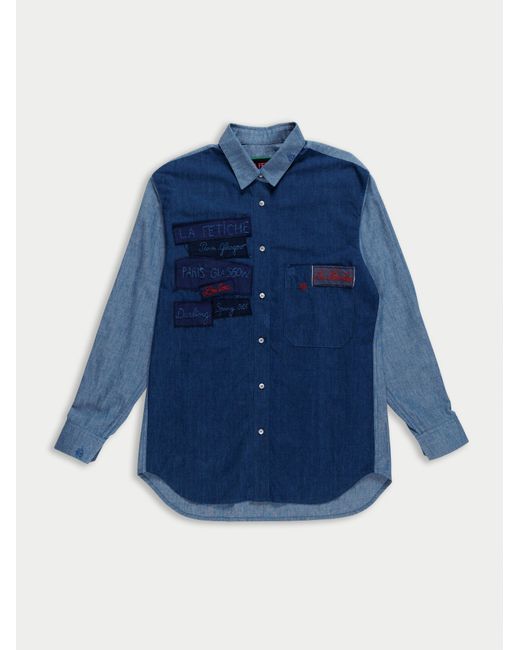 La Fetiche Blue June Menswear Colour Blocked Shirt