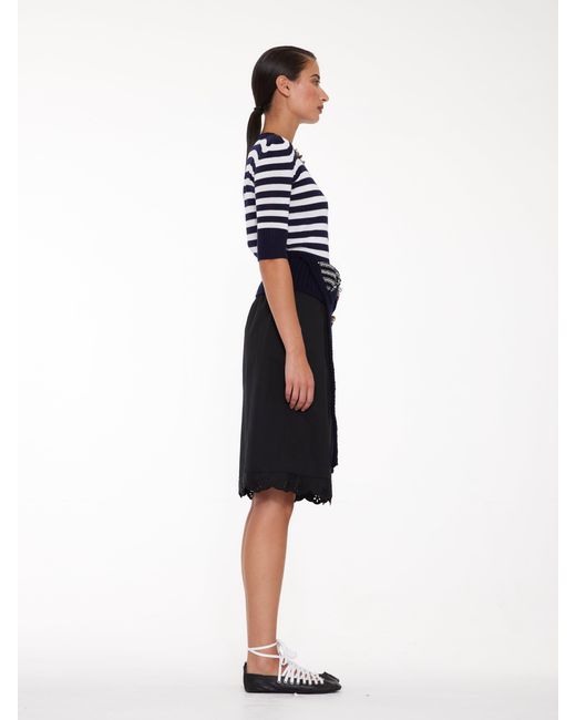 La Fetiche Blue Carli Striped Short Sleeve Embellished Sweater