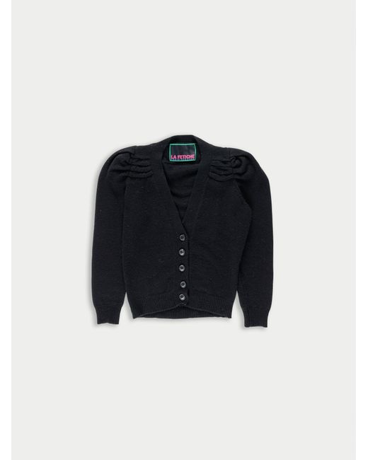 La Fetiche Black Vikki V-Neck Cardigan