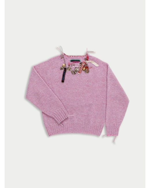 La Fetiche Pink Amy Embellished Crew Neck Sweater