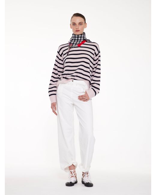 La Fetiche Red Olga Striped Crew Neck Sweater