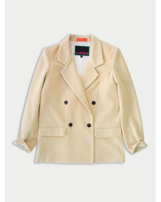 La Fetiche Natural Camille Tailored Corduroy Blazer Jacket