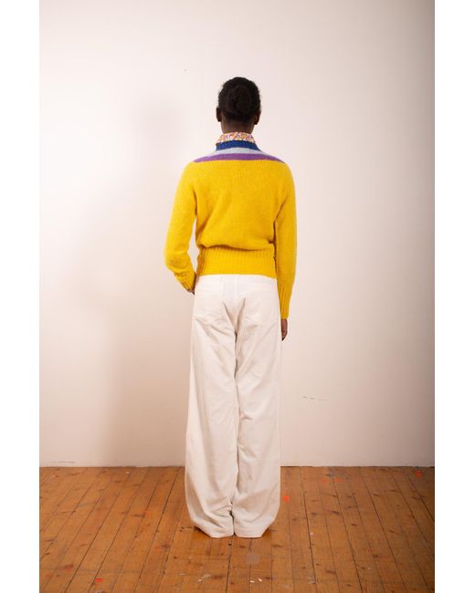 La Fetiche Yellow Sophie Brushed Crew Neck Sweater