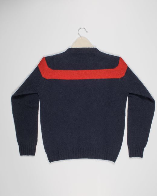 La Fetiche Blue Ossie Traditional Seam Free Sweater With Placed Graphic Yoke Design