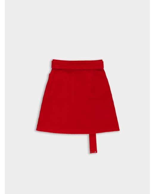 La Fetiche Red Zouzou Corduroy A-Line Skirt