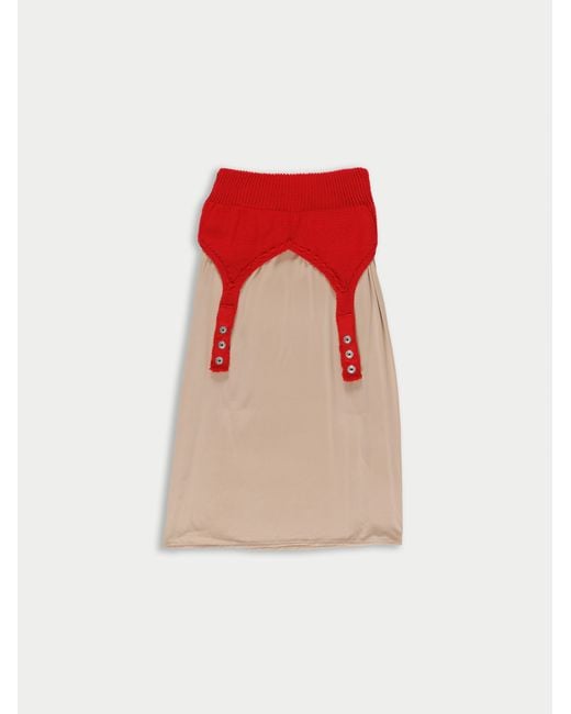 La Fetiche Red Eleni Slip Dress With Knitted Bralette