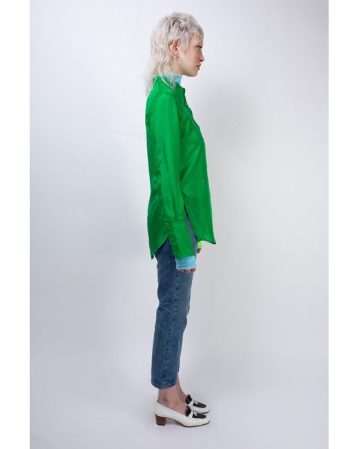La Fetiche Green Tasha Lightweight Silk Shirt