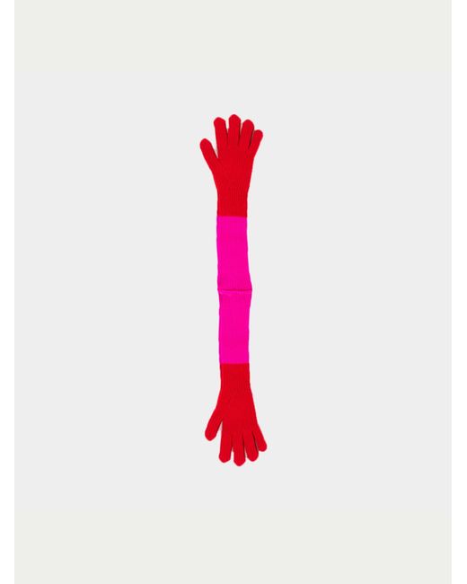 La Fetiche Red Cinzia Ribbed Mini Scarf