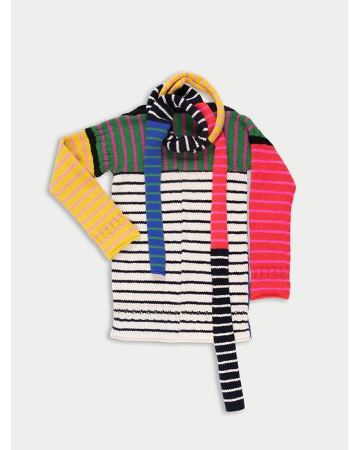 La Fetiche Metallic Clementine Handknitted Striped Mini Dress