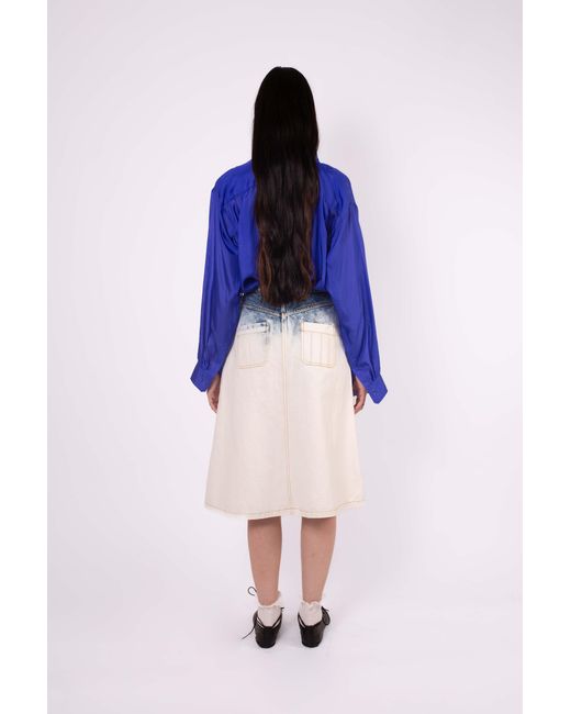 La Fetiche Blue Poppy Denim Mid Length Skirt