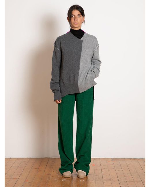 La Fetiche Gray William Handframed Patched Lambswool Sweater