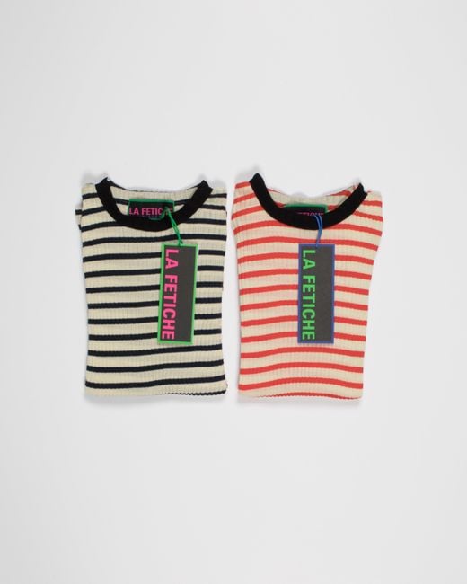 La Fetiche Red Jackie Raye Striped Top
