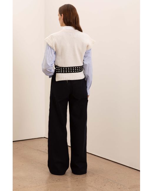 La Fetiche Blue David Raw-Cut Felt Sailor Pants With Military D Ring Belt