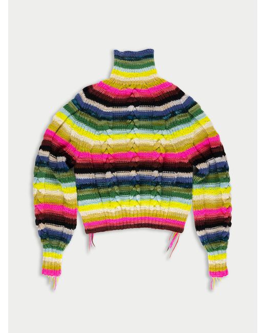 La Fetiche Multicolor Viola Hand Knitted Striped Sweater