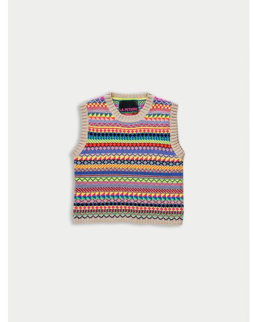 La Fetiche White Sarah Fairisle Sweater Vest