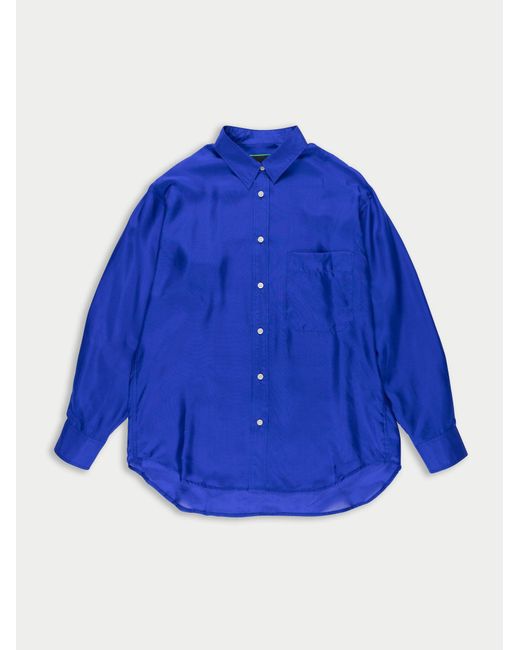 Women's Blue Nico Oversized Silk Shirt