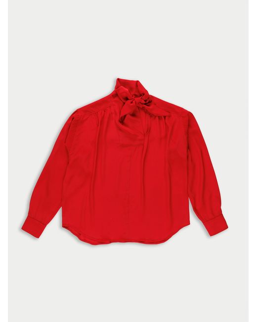 La Fetiche Red Nusch Neck Tie Blouse