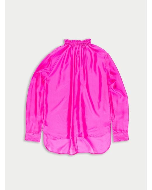 La Fetiche Pink Vivienne Lightweight Silk Blouse