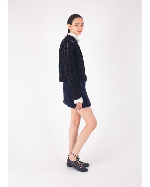 La Fetiche Blue Lisetta Cable & Ladder Cardigan