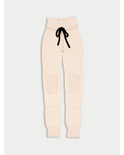 La Fetiche Natural Vita Hand Knitted Seam-Free Fisherman's Leggings With Cable Stitch Knee Patches