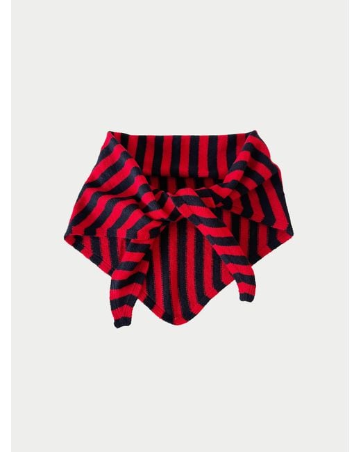 La Fetiche Red Liva X Striped Triangle Scarf