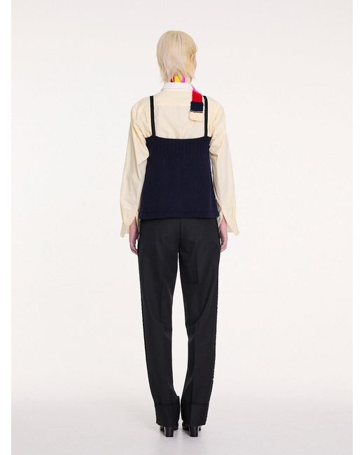 La Fetiche Blue Yuki Knitted Camisole Top