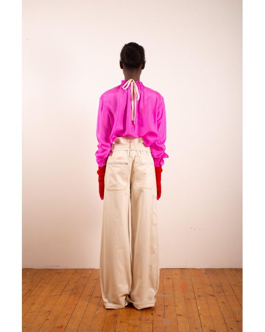 La Fetiche Pink Vivienne Lightweight Silk Blouse