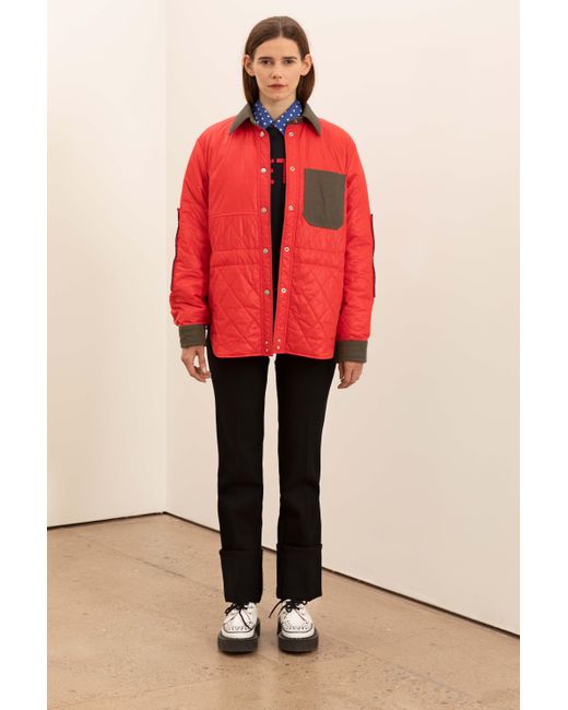 La Fetiche Red Bill Lightweight Nylon/Cotton Padded Jacket With Workwear Patches