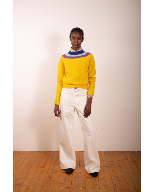 La Fetiche Yellow Sophie Brushed Crew Neck Sweater