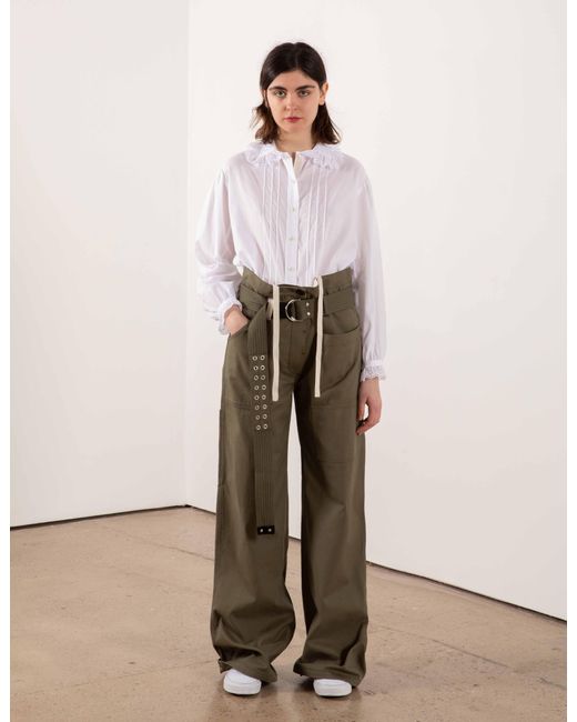 La Fetiche White Jane Light Cotton Twill Blouse With French Broderie Anglaise Collar And Cuff, Front Pintuck Details
