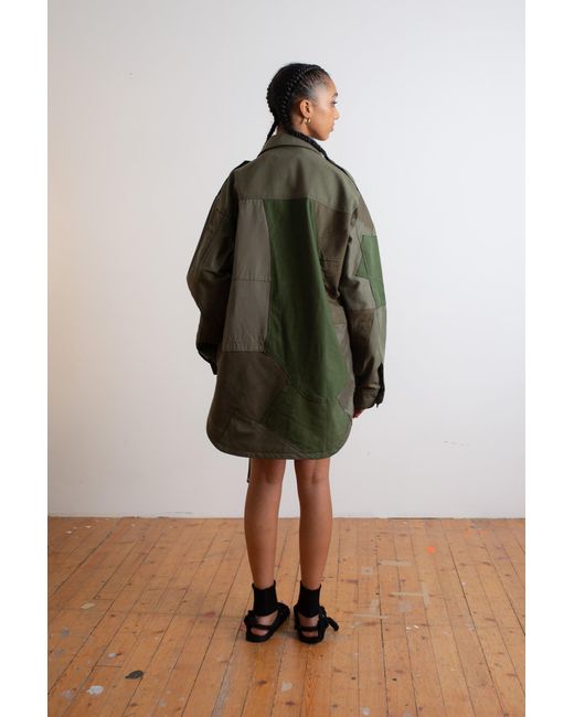 La Fetiche Green Claire Oversized Workwear Shirt Jacket