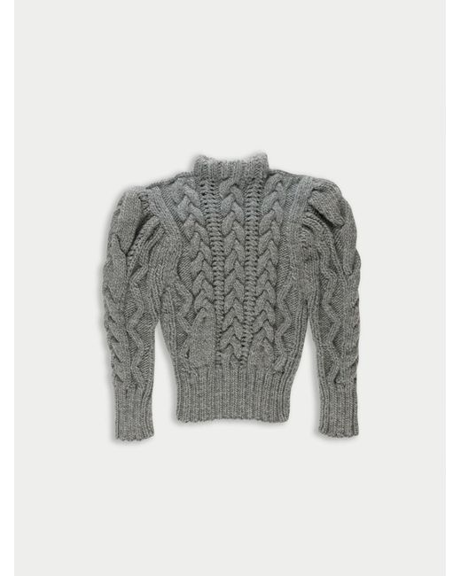 La Fetiche Gray Winona Hand Knitted Cable Sweater