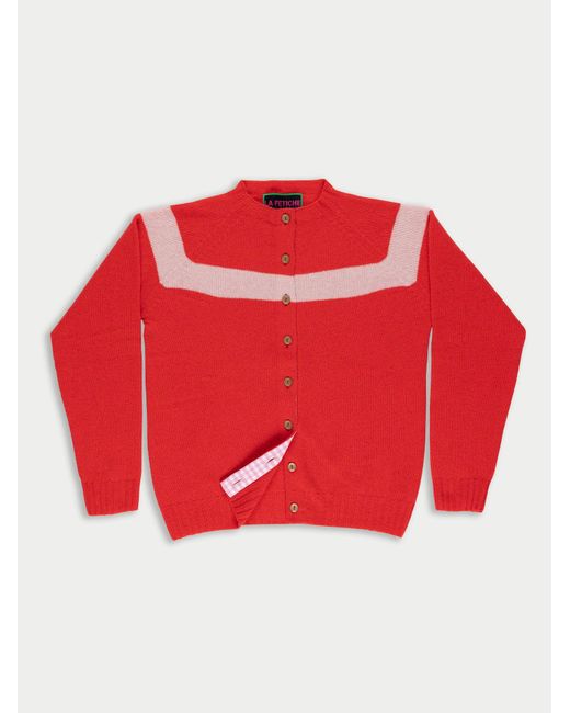 Women's Red Nancy Lamswool Cardigan