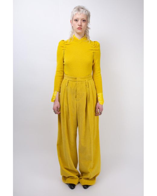 La Fetiche Yellow Victoria V-Neck Sweater